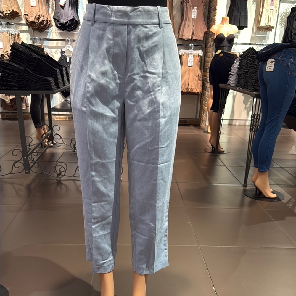 Light Blue High-Waisted Trousers